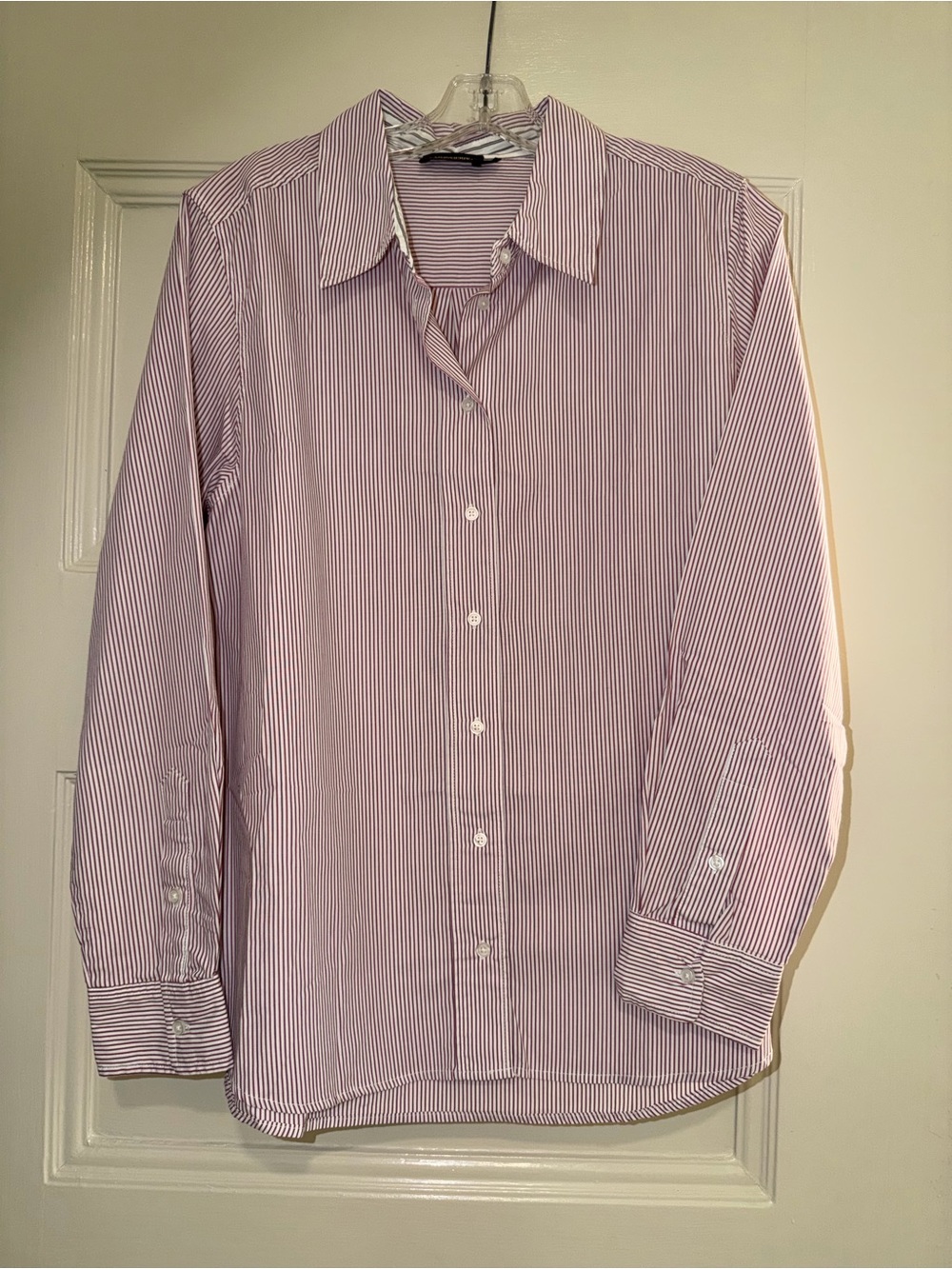 Women’s Classic Pink Stripe Button-Up Shirt - Large